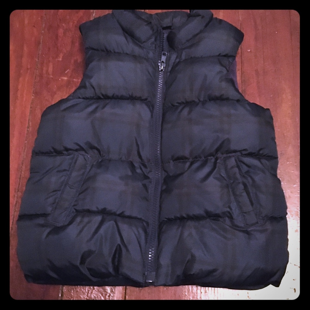 5t Blue and Black Plaid Puffer Vest